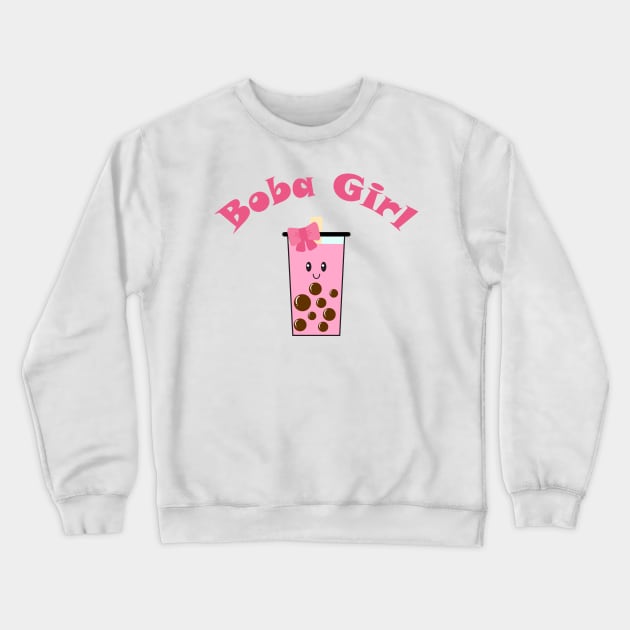 Boba Girl in Pink Crewneck Sweatshirt by Kelly Gigi